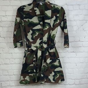 Kids Robe Camoflauge Fleece Belted Bathrobe Sleepwear Boys Size 8-10 w/ Pockets